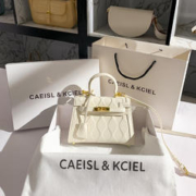 CAEISL & KCIEL 官网小&ck2023新款女包小众质感波浪纹压花二代凯莉包手提斜挎包 白色小号