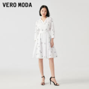 VERO MODA 连衣裙2023春夏新款优雅气质通勤刺绣七分袖收腰
