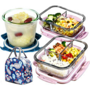 DAS TR 创得 可微波炉加热碗玻璃饭盒送汤碗 保温便当盒带盖水果保鲜盒