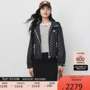 FIRSTSTATION 大雅家时尚连帽老花防风短款外套女24春夏新款1327A 藏青 160/84A/M