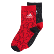 adidas 阿迪达斯 官方韩美林特别系列 大童儿童印花运动袜子 黑色/浅猩红 XS
