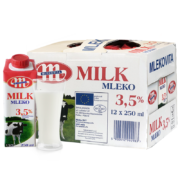 PLUS会员：Mlekovita妙可 冠军系列全脂纯牛奶250ml*12盒 礼盒装*4件