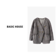 BASICHOUSE 百家好 Basic House/百家好纯绵羊毛大衣外套女秋冬款软糯时尚气质保暖