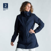 DECATHLON 迪卡侬 冲锋衣中长款女航海夹克修身防风帆船ODT2藏青色S-4323327