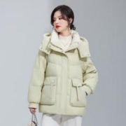 冰洁BENGEN 短款羽绒服女2023新款冬季时尚可拆卸帽休闲通勤宽松羽绒外套