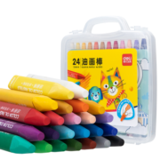 得力(deli)24色学生三角杆顺滑丝滑油画棒 儿童蜡笔绘画笔涂鸦易握(内含5张填色卡)礼物年货72072新年礼物