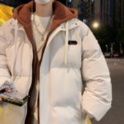 笺罗（JIANLUO）棉服男假两件外套 杏色 XL【115斤-145斤】