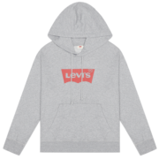 Levi's李维斯2023秋季女士连帽卫衣经典logo落肩宽松美式复古潮流休闲 灰色 M