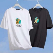HLA 海澜之家 短袖T恤男女情侣款【米白/黑色花纹 尺码任选*1件