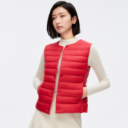 PLUS会员：波司登轻薄羽绒马甲圆领V领两穿女保暖加厚无领芭比外套B30130006