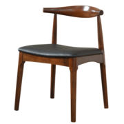 家逸北欧实木牛角椅餐椅椅子吧台椅家用餐桌椅酒吧椅靠背休闲椅 胡桃色+实木面【橡胶木】
