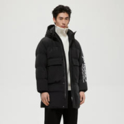GXG 男装商场同款自然纹理系列黑色羽绒服2022年冬季新品