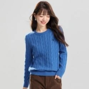 金丽杉 秋季女装时尚 2023新款 绞花圆领长袖打底衫针织衫