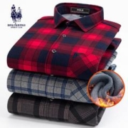 ROYAL PALM POLO SPORTS CLUB 保罗新品2023男士加绒加厚双面绒保暖衬衫中老年爸爸装防寒打底衫