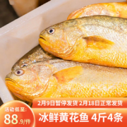 京东百亿补贴：鸿顺【冰鲜】黄花鱼4条4斤