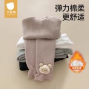 贝肽斯 女童连裤袜秋冬季加绒加厚儿童打底裤小女孩外穿白色裤袜