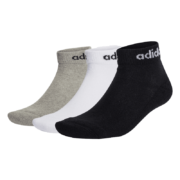 adidas 舒适短筒运动袜子 中麻灰/白/黑色  3双