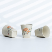 余着 闻香杯陶瓷中式古风主人杯子老陶泥草木灰功夫茶具小精品茶杯50ML 灵芝单杯 1盏