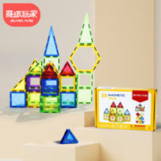 京东PLUS：MAGPLAYER 魔磁玩家 儿童磁力片6.5CM彩窗 纯磁力片28片 礼盒