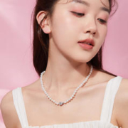 限移动端、京东百亿补贴：周六福 ZLF）珍珠项链女款椭圆形珍珠山茶花银扣珍爱项链 项链长约45cm336.2
