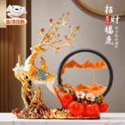 物也奇语 乔迁之喜搬家轻奢高档鹿摆件流沙画办公室客厅玄关开业工艺品 一鹿高升事事如意流沙