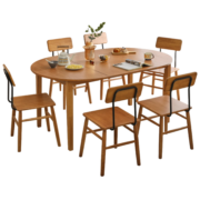 家逸实木餐桌家用饭桌日式伸缩吃饭桌子简约餐桌椅组合小户型方圆桌