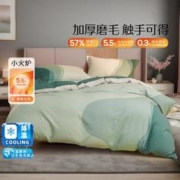 MERCURY 水星家纺 全棉加厚磨毛款保暖加厚吸湿发热床单式四件套床上套件