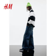 H&M HM男装牛仔裤2023冬季新款时尚宽松微喇牛仔裤1185842