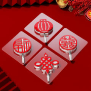 youqin 优勤 福字红色挂钩强力粘胶免打孔粘钩无痕墙壁承重门挂中国结钩子