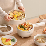 美的（Midea）电煮锅多功能宿舍学生锅智能迷你小电锅小功率电热火锅煮面家用泡面火锅 蒸笼款丨XZ20M2-702