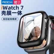 ROCK 洛克 Apple iwatch保护套7代保护壳苹果全包钢化膜手表壳膜一体