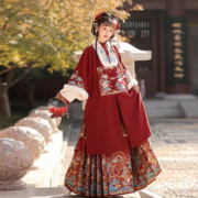 风来榕下 日照潜渊原创汉服女明制合领长袄加绒刺绣仿妆花马面冬款