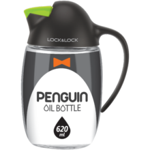 乐扣乐扣（LOCK&LOCK） 玻璃油壶可爱小企鹅自动开合油壶调味料瓶620ml绿色CKO105GRN
