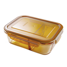 康宁980ml分隔耐热玻璃饭盒玻璃碗保鲜盒便当盒 盒体可进微波炉烤箱 980ml分隔保鲜盒
