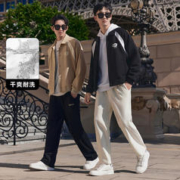 Cabbeen 卡宾 男装潮流拼接夹克23秋印花宽松外套教练服 煤黑色 XXL
