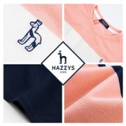 HAZZYS 哈吉斯 童装女童圆领衫夏季中大童时尚拼色短袖T恤 粉艾尔 145cm