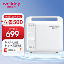 WELLDAY 维德 1升制氧机家用吸氧机 老年人孕妇保健氧气机家用便携可车载家庭氧疗仪 1-9升流量可调