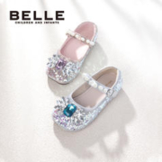 BeLLE 百丽 童鞋女童单鞋2024秋季新品闪亮水钻爱莎公主皮鞋女孩水晶鞋