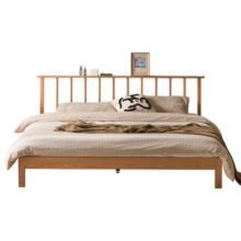 原始原素实木床北欧原木风橡木床现代简约卧室家用1.5米双人床-加厚铺板1866元