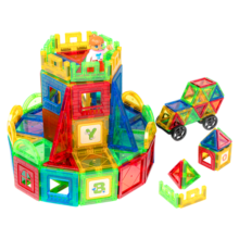魔磁玩家（ MAGPLAYER）彩窗磁力片260件儿童玩具磁力积木拼插建构片6.5cm儿童开学礼物
