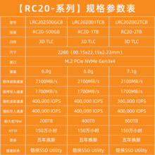 Kioxia铠侠RC20 1t 2t 500g固态硬盘m.2 nvme笔记本台式机硬盘SSD