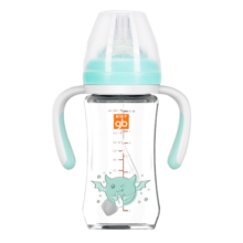 好孩子（gb）婴儿奶瓶 宽口径玻璃奶瓶天使饿魔系列260mL 浅绿 6个月+