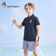 Hush Puppies 暇步士 儿童纯色短袖polo衫 藏蓝 155cm(偏大半码)