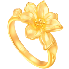 谢瑞麟（TSL）黄金戒指女款玉兰花系列足金戒指结婚礼物XJ819 14号圈，约2.0g，工费650元