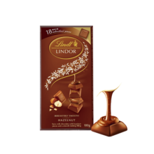 Lindt瑞士莲巧克力软心榛仁坚果牛奶巧克力100g进口儿童零食生日礼物女