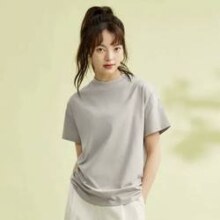 GIORDANO 佐丹奴 纯棉宽松小高圆领女士T恤 5539620210