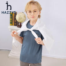 HAZZYS 哈吉斯 儿童简约时尚T恤 雾霾蓝 105 六色可选