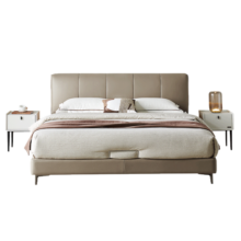 全友家居 床意式极简科技布床1.8米双人床高弹靠包稳固框架软床115016