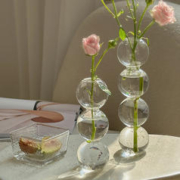鸟与花家 网红ins风玻璃小花瓶小众水培水养透明轻奢泡泡摆件客厅插花装饰
