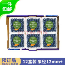 京东自营，京鲜生 云南蓝莓（12mm+）12盒装99.9元包邮（8.3元/盒）